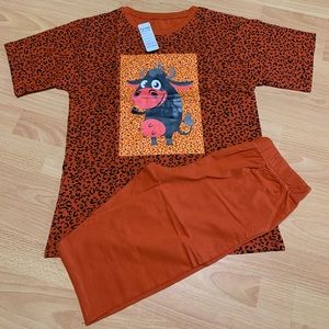 REAL PICS-Set animal print shirt & short